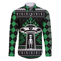 Alien Christmas Family Matching Off The Shoulder Long Sleeve Dress and Hawaiian Shirt Xmas Holiday Patterns - Wonder Print Shop