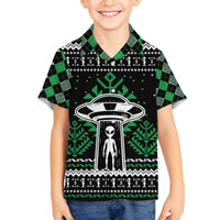 Alien Christmas Family Matching Off The Shoulder Long Sleeve Dress and Hawaiian Shirt Xmas Holiday Patterns - Wonder Print Shop