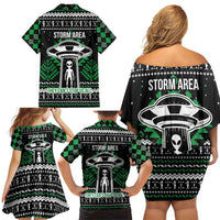 Alien Christmas Family Matching Off Shoulder Short Dress and Hawaiian Shirt Xmas Holiday Patterns - Wonder Print Shop