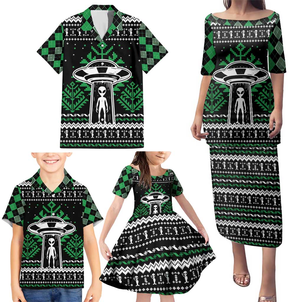 Alien Christmas Family Matching Puletasi and Hawaiian Shirt Xmas Holiday Patterns - Wonder Print Shop