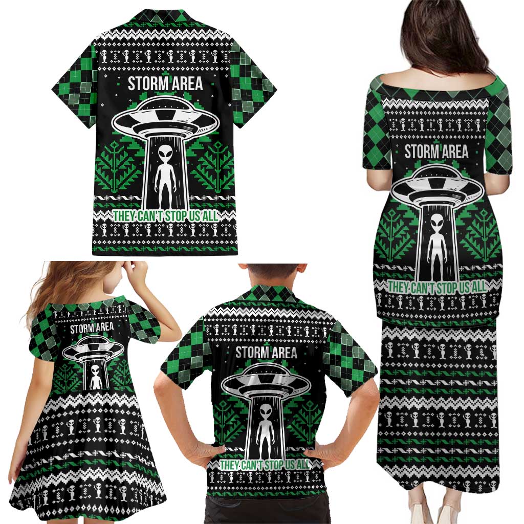 Alien Christmas Family Matching Puletasi and Hawaiian Shirt Xmas Holiday Patterns - Wonder Print Shop