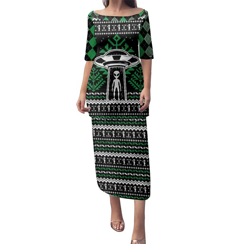 Alien Christmas Family Matching Puletasi and Hawaiian Shirt Xmas Holiday Patterns - Wonder Print Shop