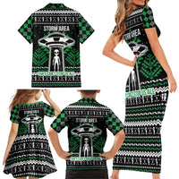 Alien Christmas Family Matching Short Sleeve Bodycon Dress and Hawaiian Shirt Xmas Holiday Patterns - Wonder Print Shop