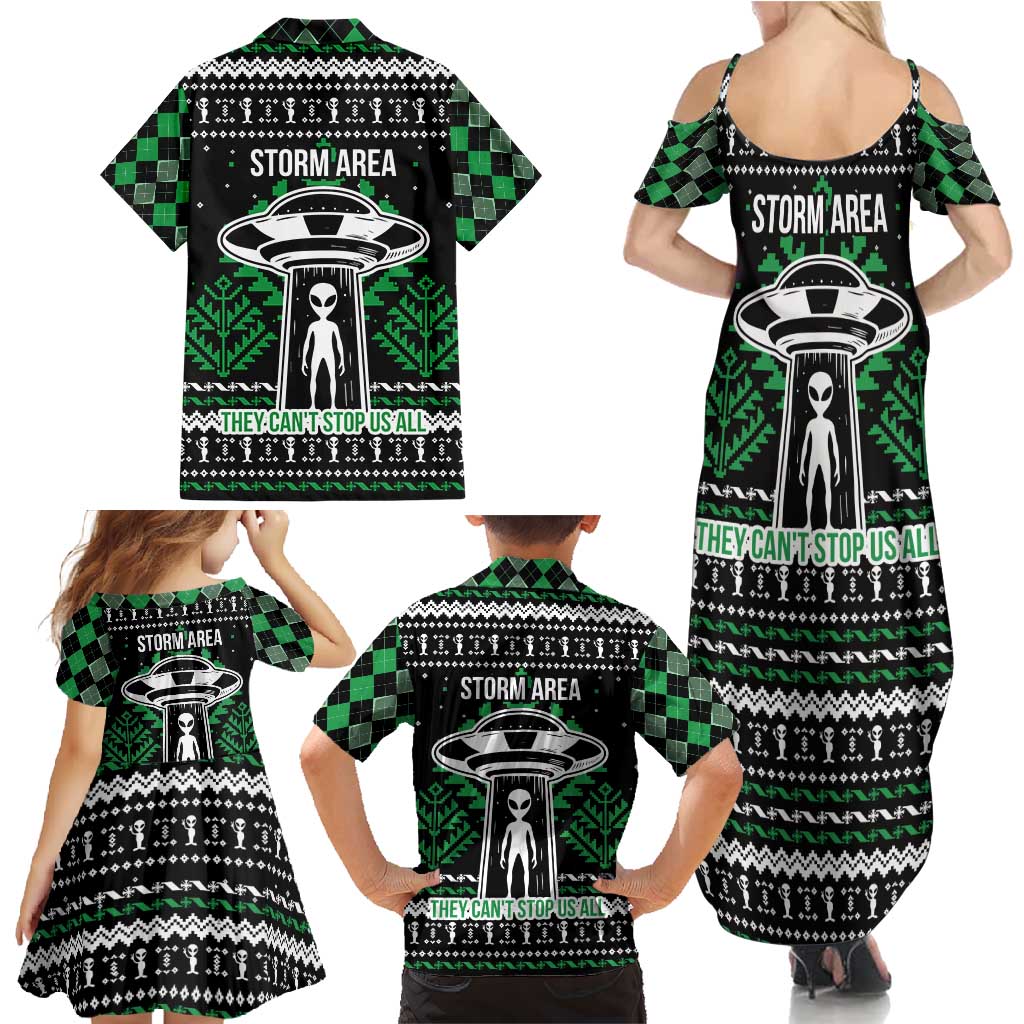 Alien Christmas Family Matching Summer Maxi Dress and Hawaiian Shirt Xmas Holiday Patterns - Wonder Print Shop