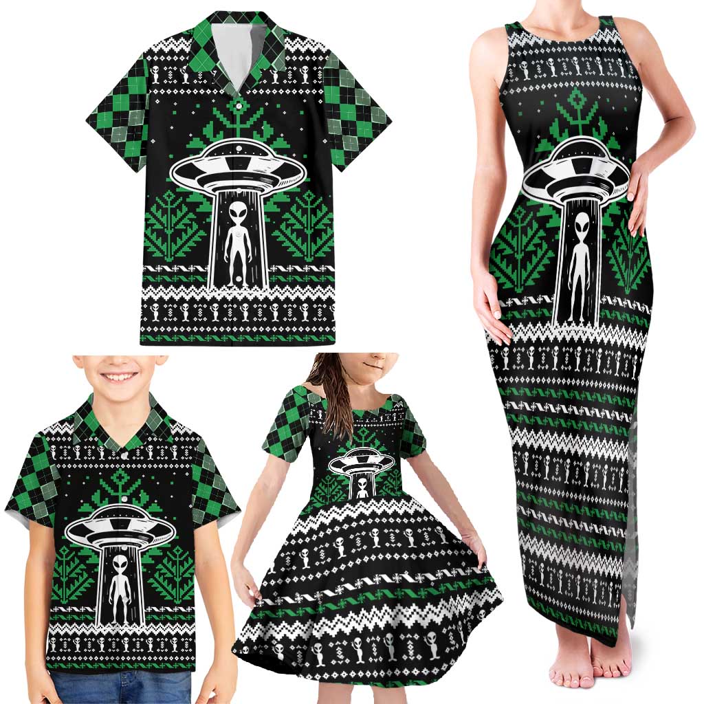 Alien Christmas Family Matching Tank Maxi Dress and Hawaiian Shirt Xmas Holiday Patterns - Wonder Print Shop