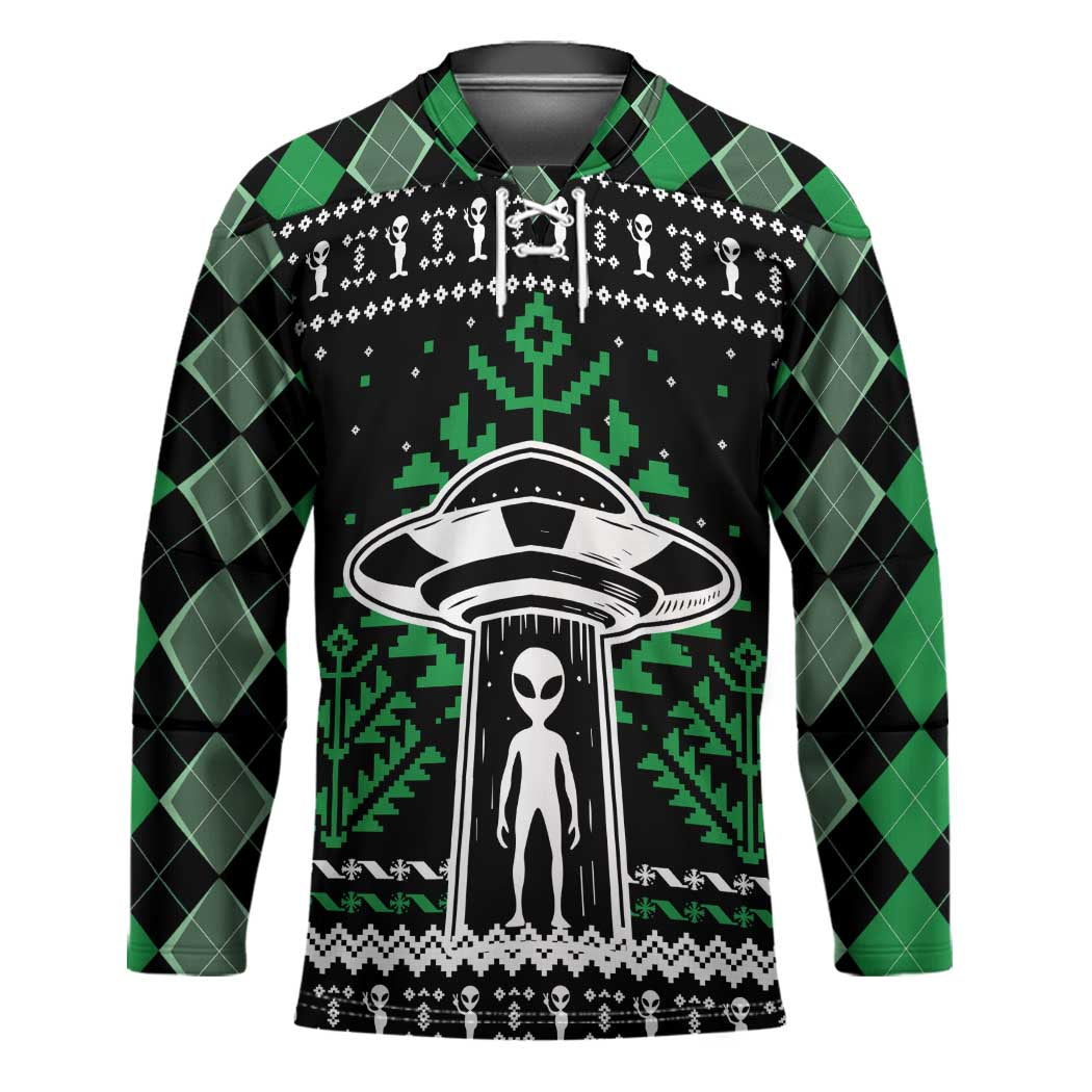 Alien Christmas Hockey Jersey Xmas Holiday Patterns - Wonder Print Shop