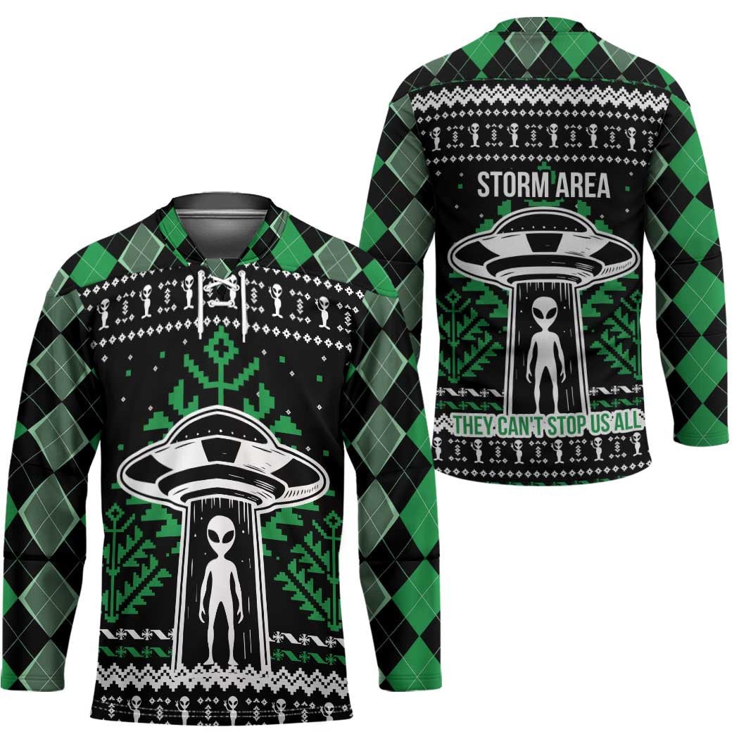 Alien Christmas Hockey Jersey Xmas Holiday Patterns - Wonder Print Shop