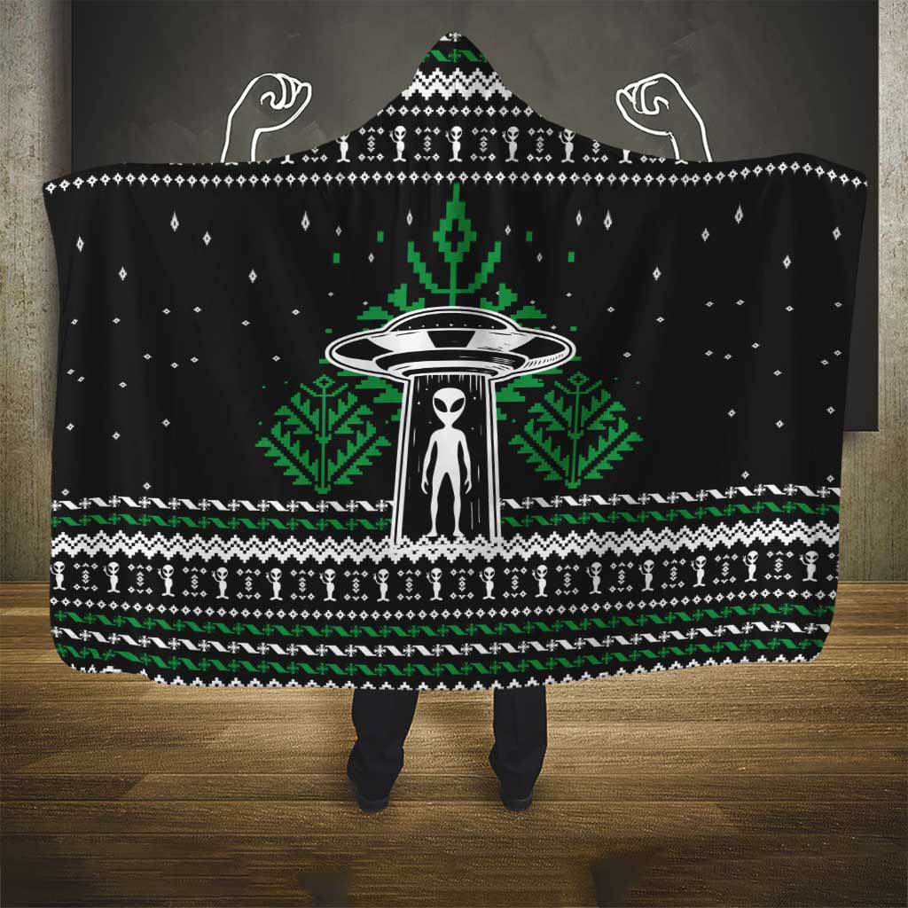 Alien Christmas Hooded Blanket Xmas Holiday Patterns - Wonder Print Shop