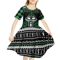 Alien Christmas Kid Short Sleeve Dress Xmas Holiday Patterns - Wonder Print Shop