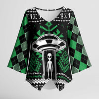 Alien Christmas Kimono Sleeve Blouse Xmas Holiday Patterns - Wonder Print Shop