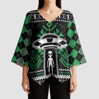Alien Christmas Kimono Sleeve Blouse Xmas Holiday Patterns - Wonder Print Shop