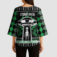 Alien Christmas Kimono Sleeve Blouse Xmas Holiday Patterns - Wonder Print Shop