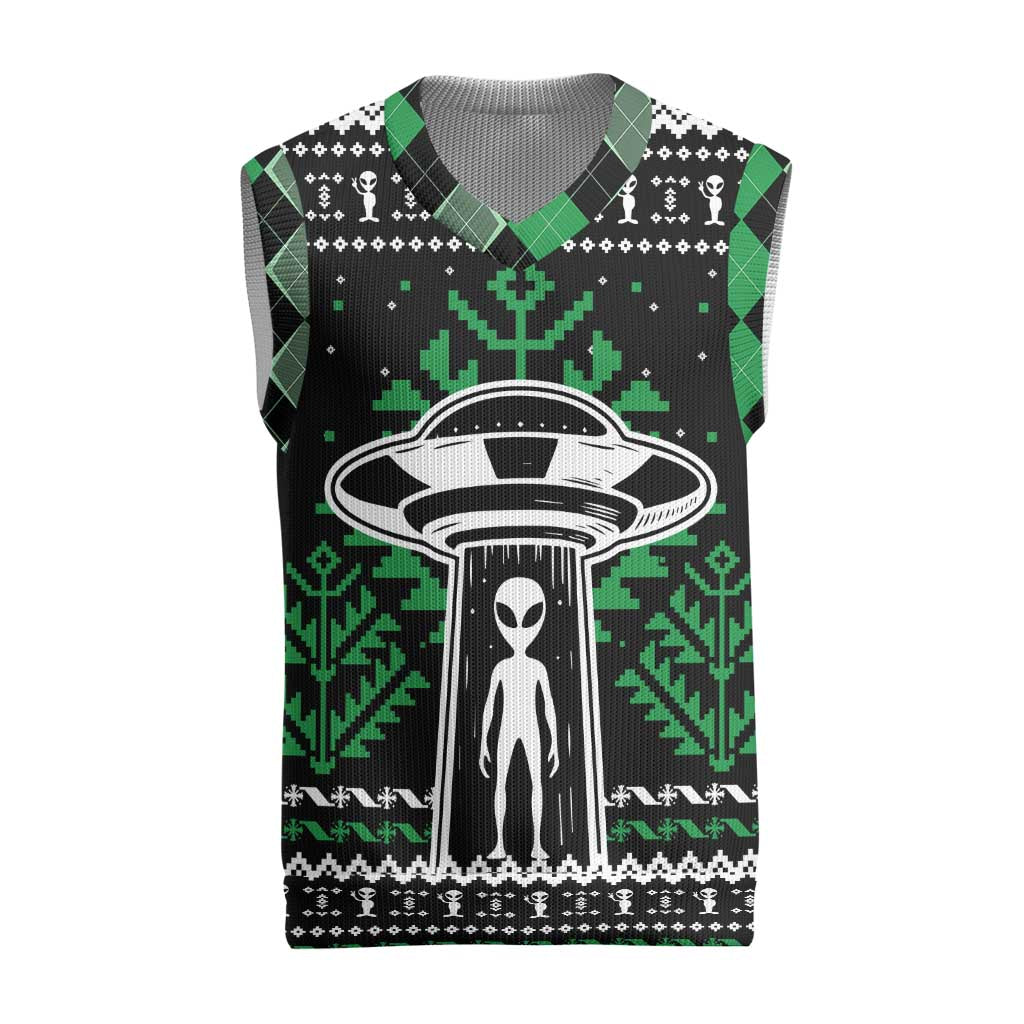 Alien Christmas Knitted V-Neck Vest Xmas Holiday Patterns - Wonder Print Shop
