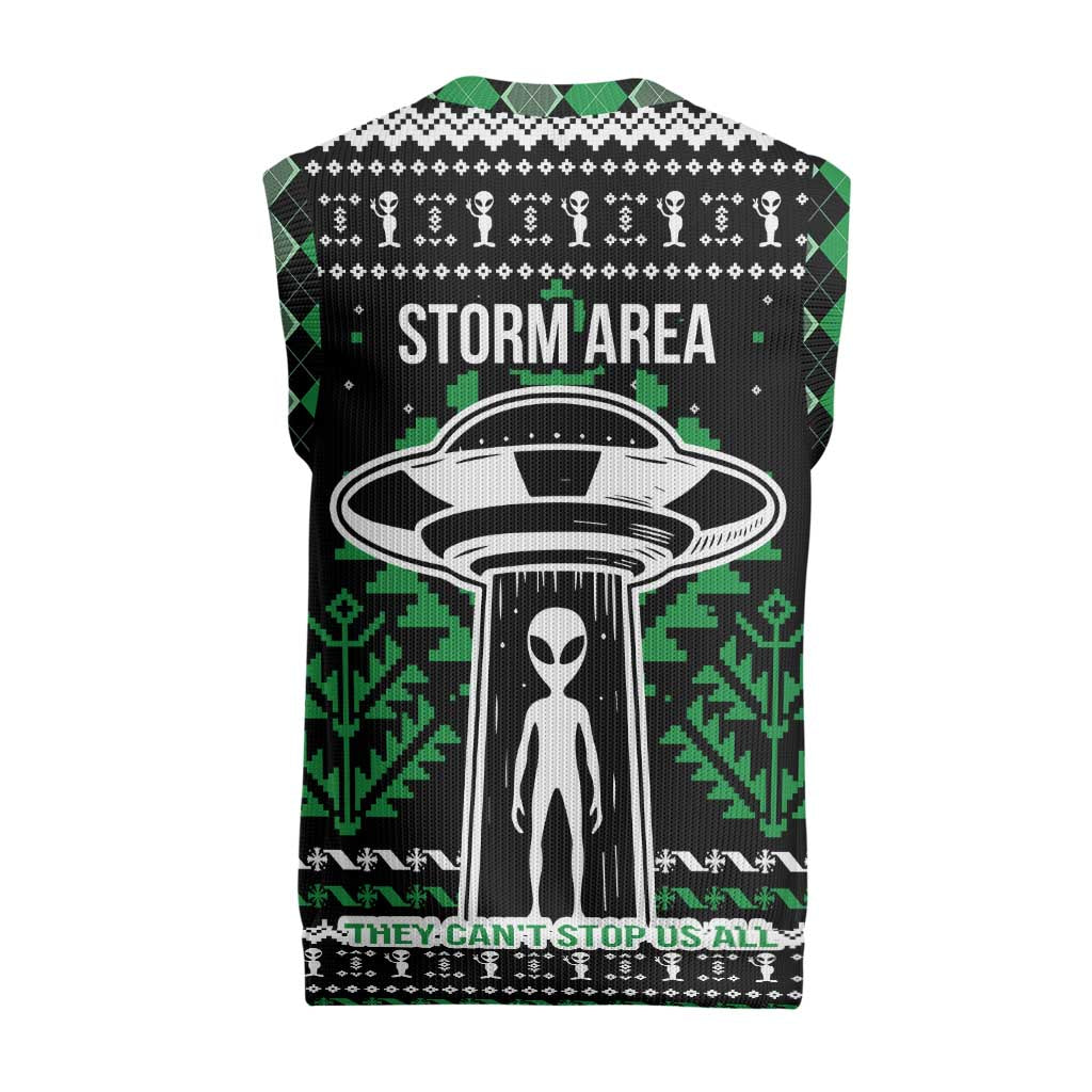 Alien Christmas Knitted V-Neck Vest Xmas Holiday Patterns - Wonder Print Shop
