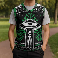 Alien Christmas Knitted V-Neck Vest Xmas Holiday Patterns - Wonder Print Shop