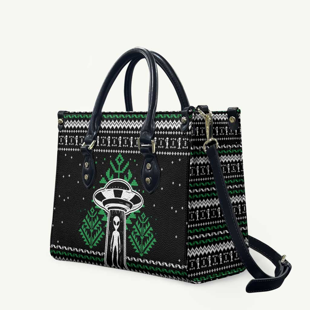 Alien Christmas Leather Bag Xmas Holiday Patterns - Wonder Print Shop