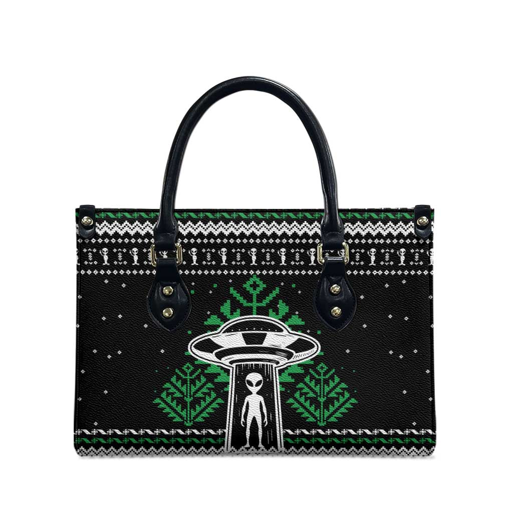 Alien Christmas Leather Bag Xmas Holiday Patterns - Wonder Print Shop