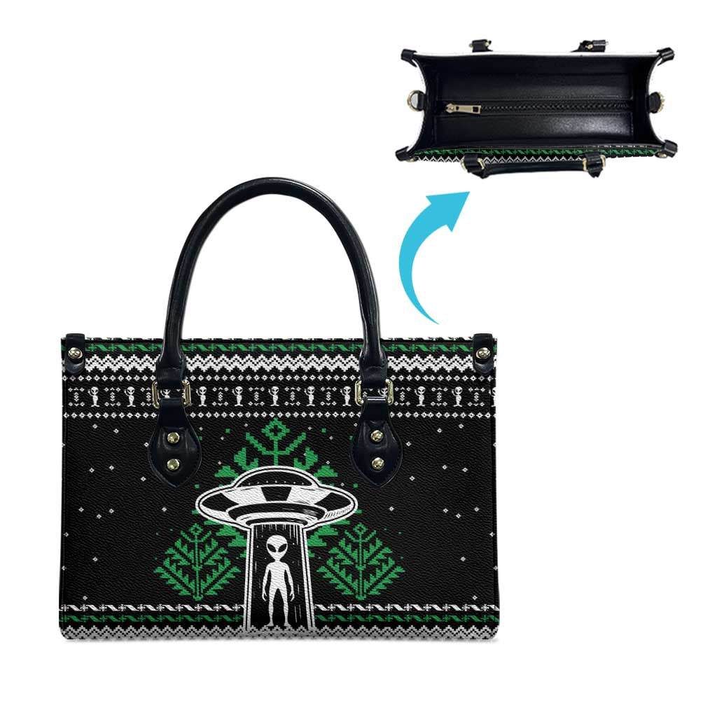 Alien Christmas Leather Bag Xmas Holiday Patterns - Wonder Print Shop