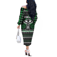 Alien Christmas Off The Shoulder Long Sleeve Dress Xmas Holiday Patterns - Wonder Print Shop