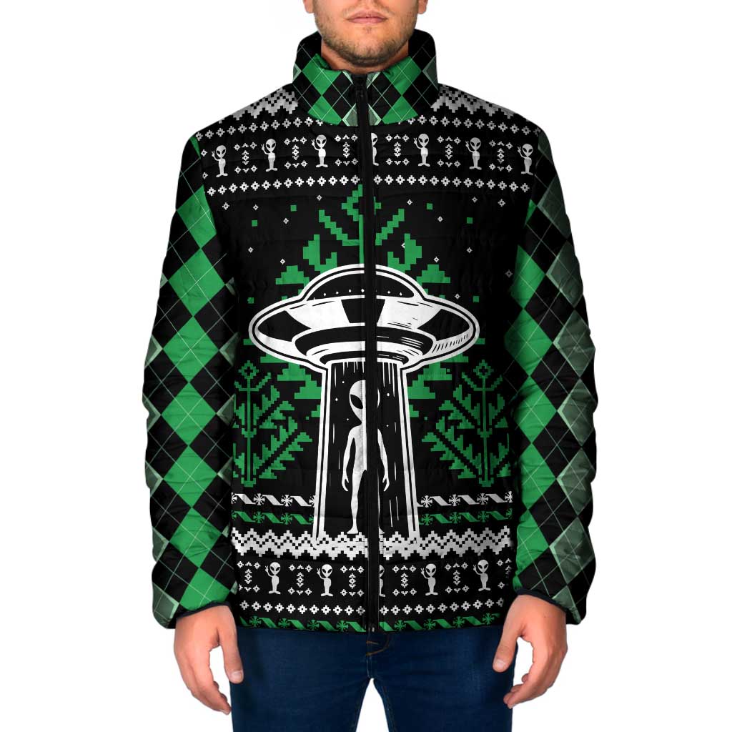 Alien Christmas Padded Jacket Xmas Holiday Patterns - Wonder Print Shop