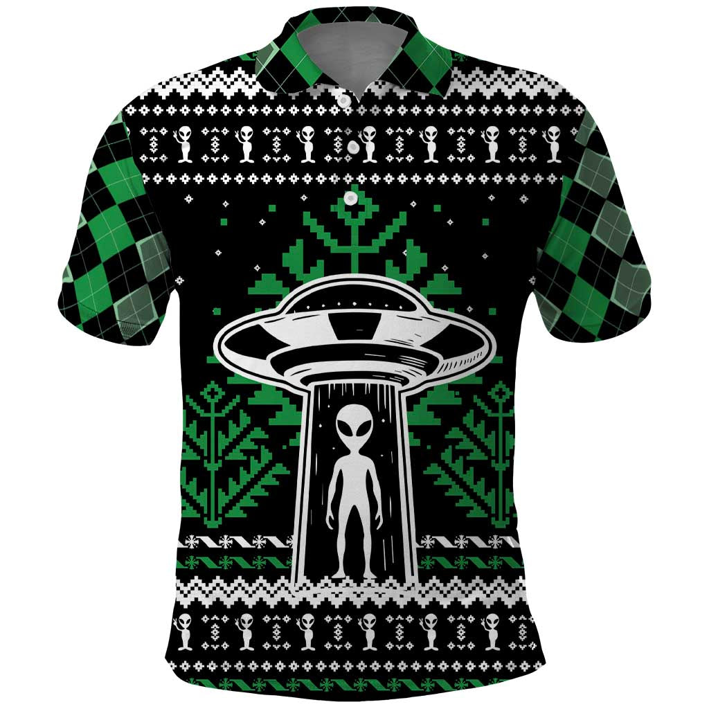 Alien Christmas Polo Shirt Xmas Holiday Patterns - Wonder Print Shop