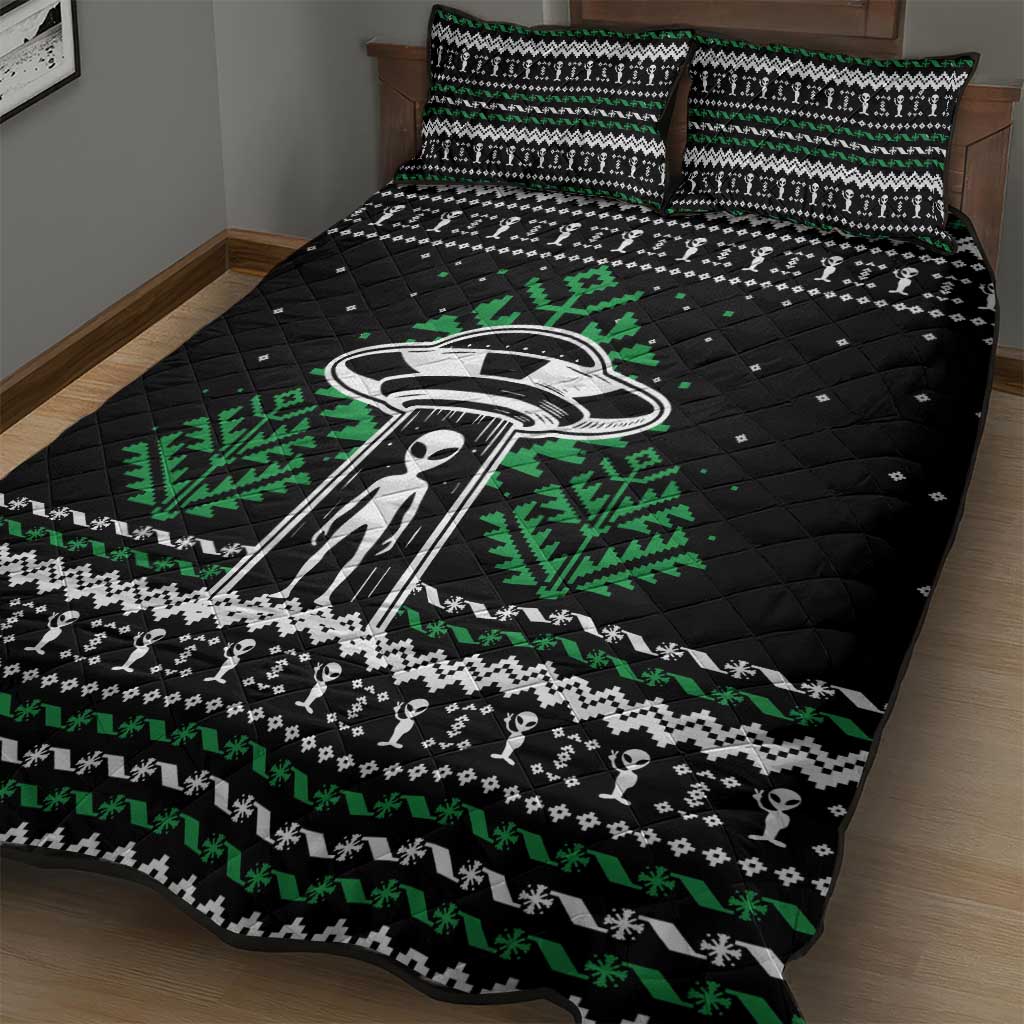 Alien Christmas Quilt Bed Set Xmas Holiday Patterns - Wonder Print Shop