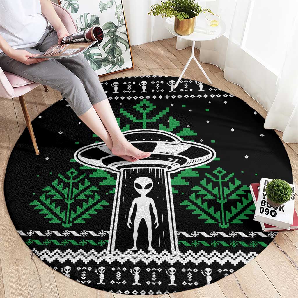 Alien Christmas Round Carpet Xmas Holiday Patterns - Wonder Print Shop