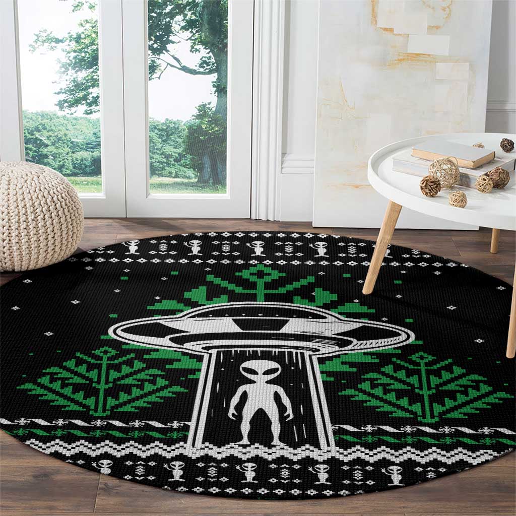 Alien Christmas Round Carpet Xmas Holiday Patterns - Wonder Print Shop