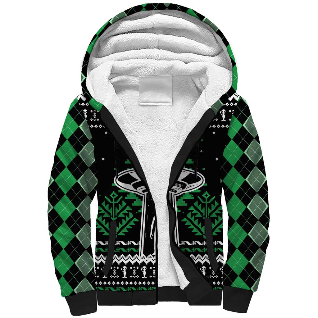 Alien Christmas Sherpa Hoodie Xmas Holiday Patterns - Wonder Print Shop
