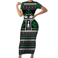 Alien Christmas Short Sleeve Bodycon Dress Xmas Holiday Patterns - Wonder Print Shop