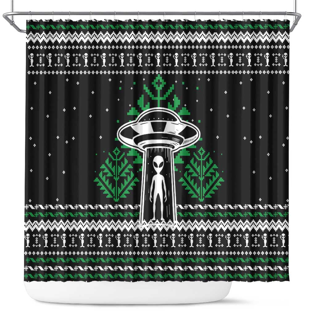 Alien Christmas Shower Curtain Xmas Holiday Patterns - Wonder Print Shop