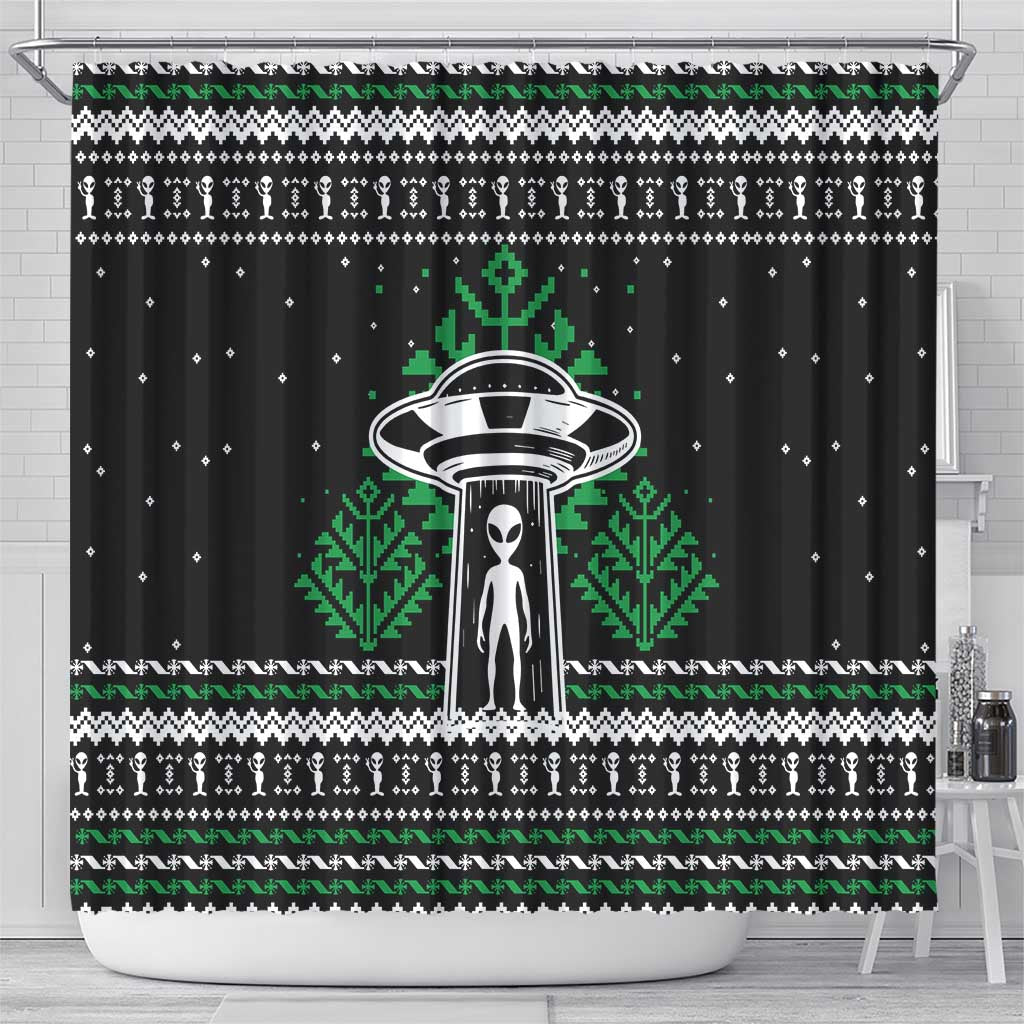 Alien Christmas Shower Curtain Xmas Holiday Patterns - Wonder Print Shop