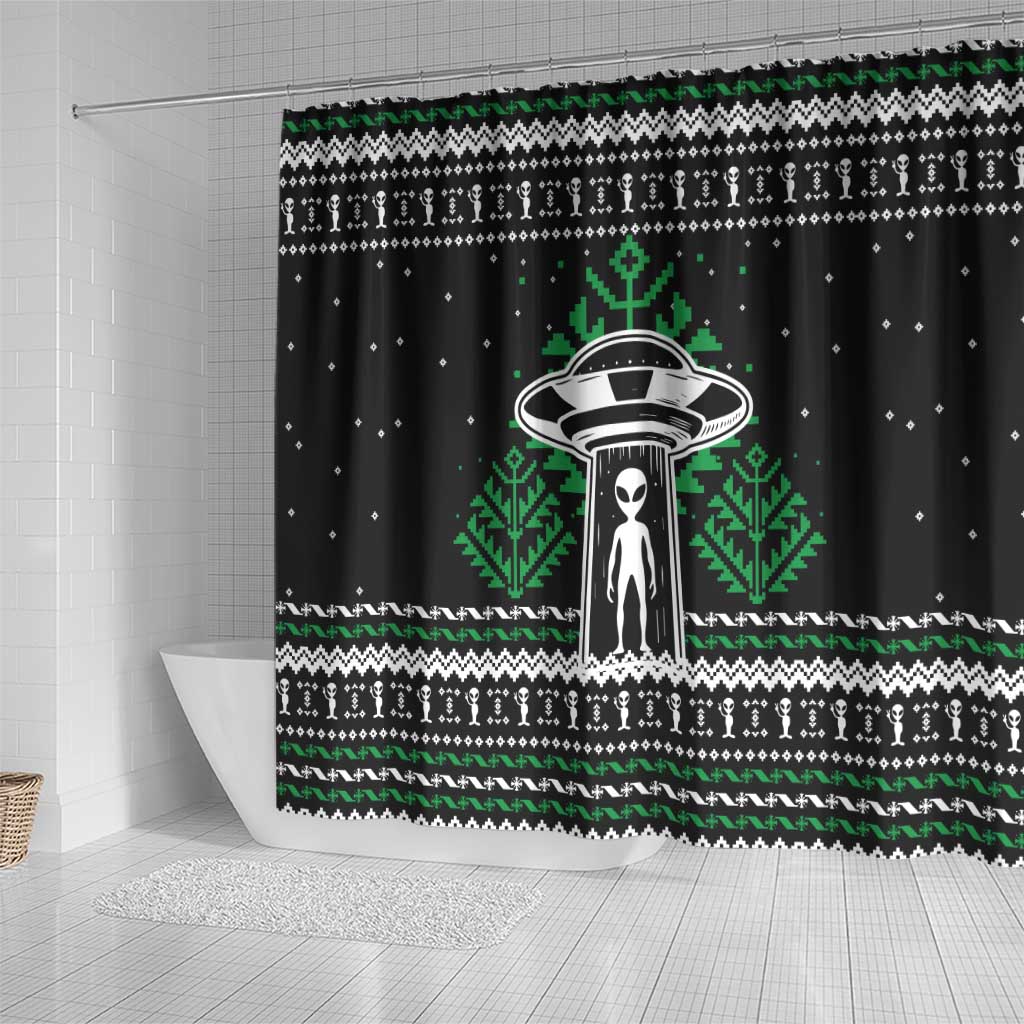 Alien Christmas Shower Curtain Xmas Holiday Patterns - Wonder Print Shop