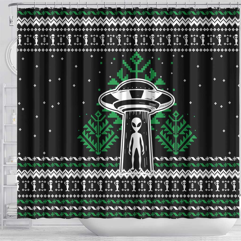 Alien Christmas Shower Curtain Xmas Holiday Patterns - Wonder Print Shop