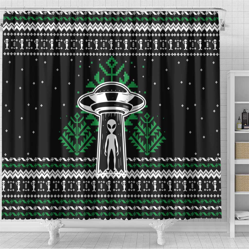 Alien Christmas Shower Curtain Xmas Holiday Patterns - Wonder Print Shop
