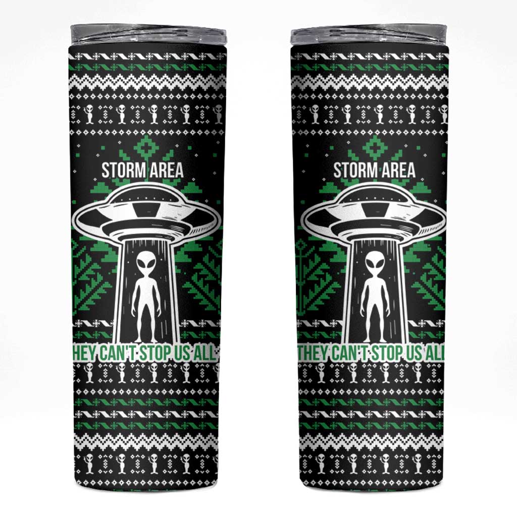 Alien Christmas Skinny Tumbler Xmas Holiday Patterns - Wonder Print Shop