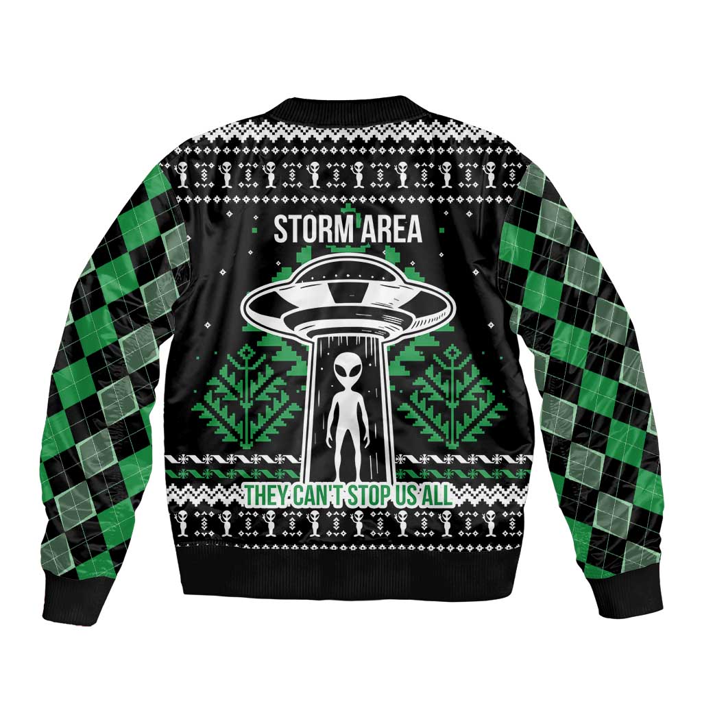 Alien Christmas Sleeve Zip Bomber Jacket Xmas Holiday Patterns - Wonder Print Shop