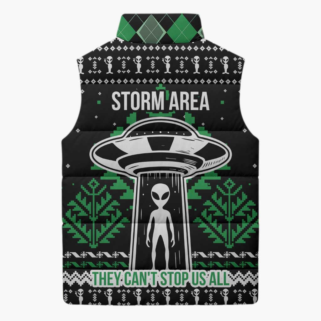 Alien Christmas Sleeveless Puffer Jacket Xmas Holiday Patterns - Wonder Print Shop