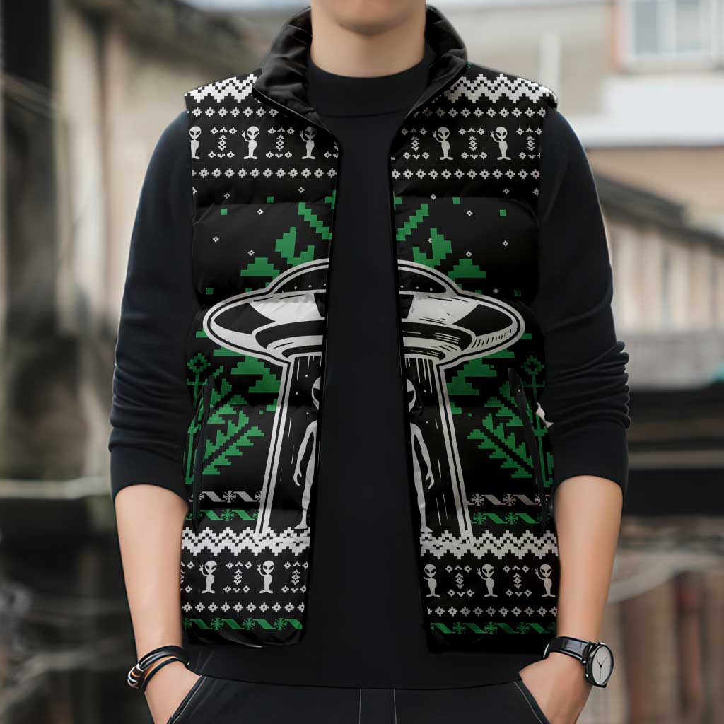 Alien Christmas Sleeveless Puffer Jacket Xmas Holiday Patterns - Wonder Print Shop