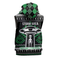 Alien Christmas Sleeveless Zip Hoodie Xmas Holiday Patterns - Wonder Print Shop