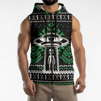 Alien Christmas Sleeveless Zip Hoodie Xmas Holiday Patterns - Wonder Print Shop