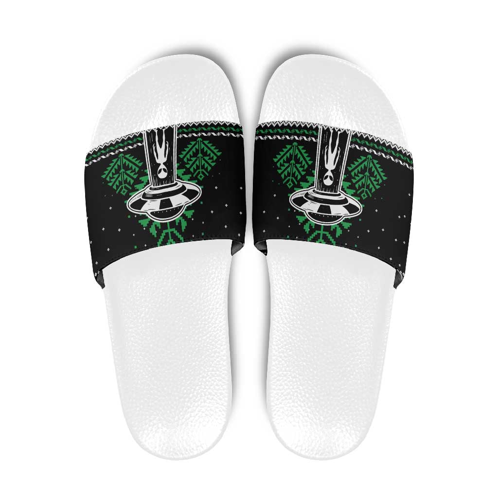 Alien Christmas Slide Sandals Xmas Holiday Patterns - Wonder Print Shop