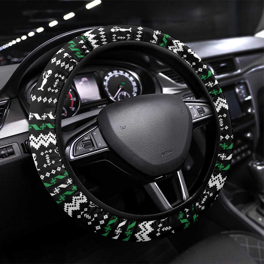 Alien Christmas Steering Wheel Cover Xmas Holiday Patterns - Wonder Print Shop