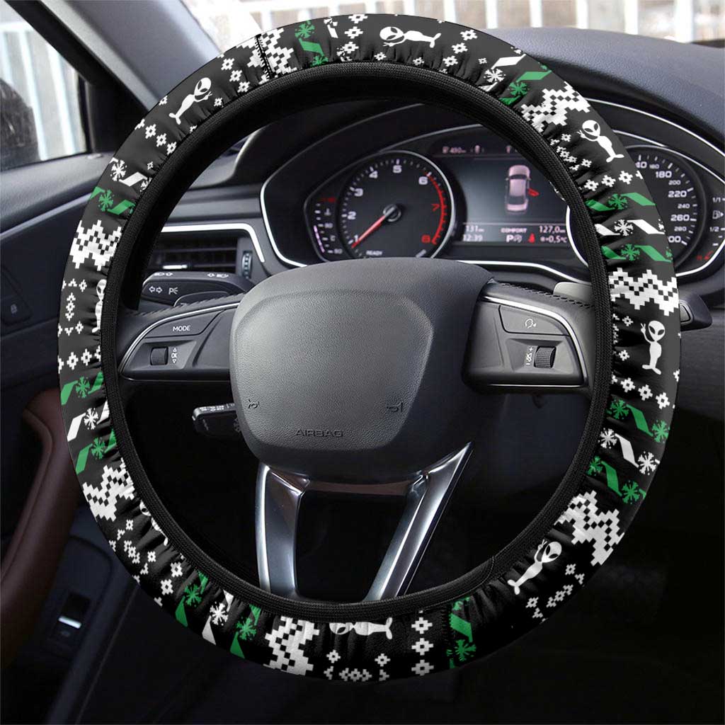 Alien Christmas Steering Wheel Cover Xmas Holiday Patterns - Wonder Print Shop