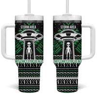 Alien Christmas Tumbler With Handle Xmas Holiday Patterns - Wonder Print Shop