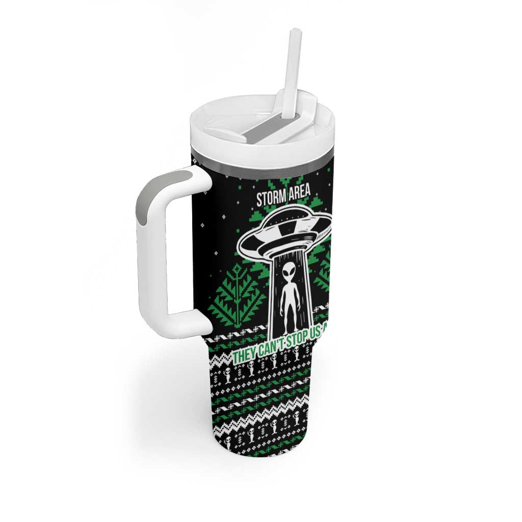 Alien Christmas Tumbler With Handle Xmas Holiday Patterns - Wonder Print Shop