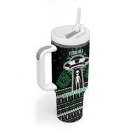 Alien Christmas Tumbler With Handle Xmas Holiday Patterns - Wonder Print Shop