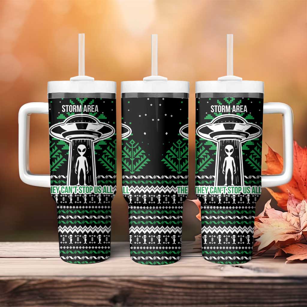 Alien Christmas Tumbler With Handle Xmas Holiday Patterns - Wonder Print Shop