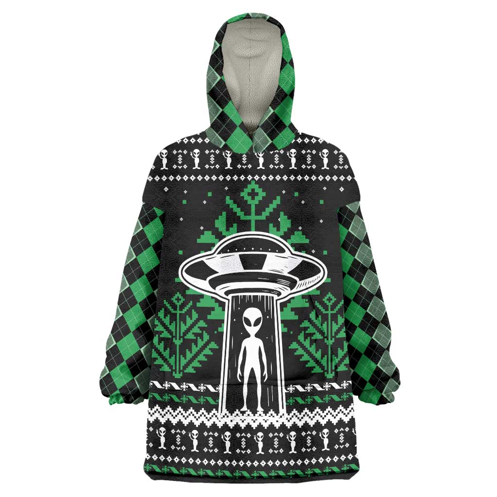 Alien Christmas Wearable Blanket Hoodie Xmas Holiday Patterns - Wonder Print Shop