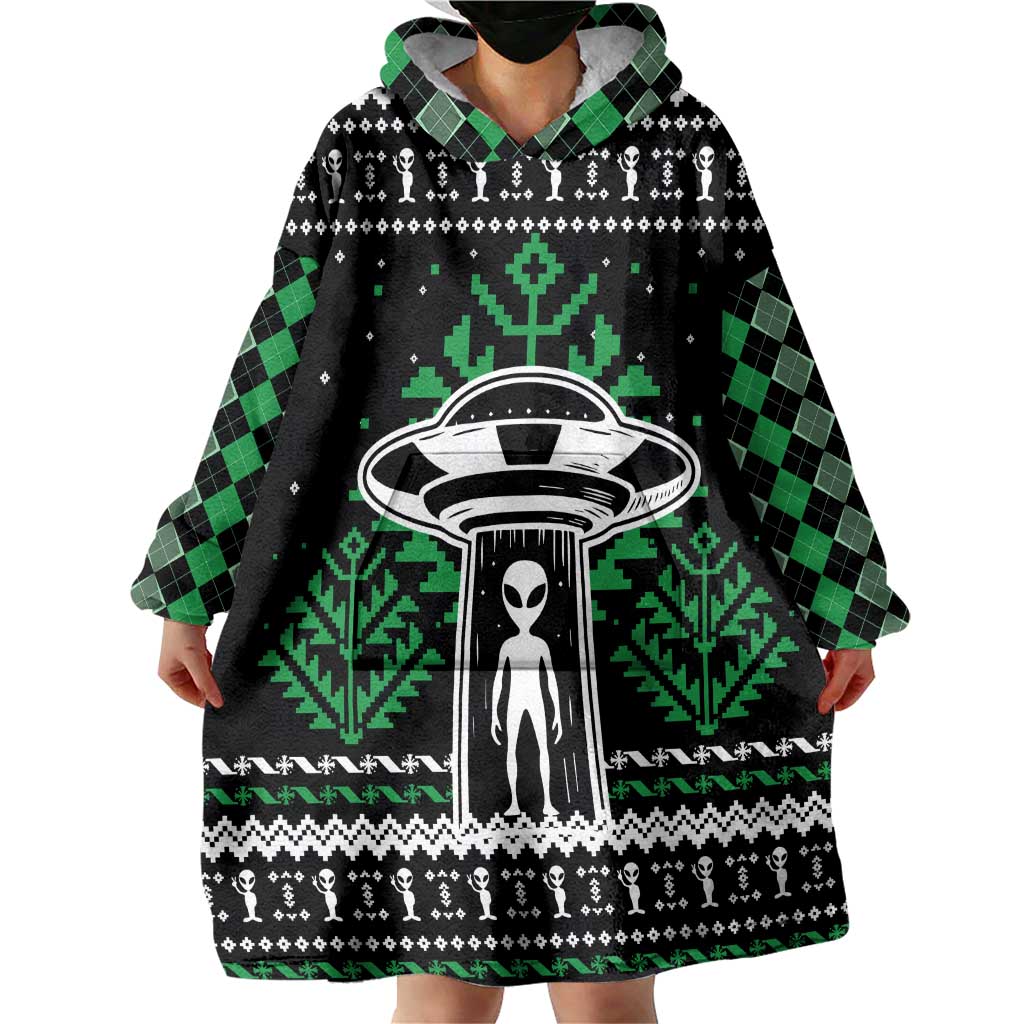 Alien Christmas Wearable Blanket Hoodie Xmas Holiday Patterns - Wonder Print Shop